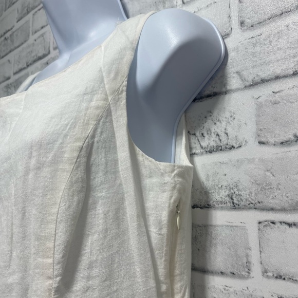 Sundance Clover Blossom Creamy White Linen Sleeveless Lined Dress 10 - Picture 5 of 7